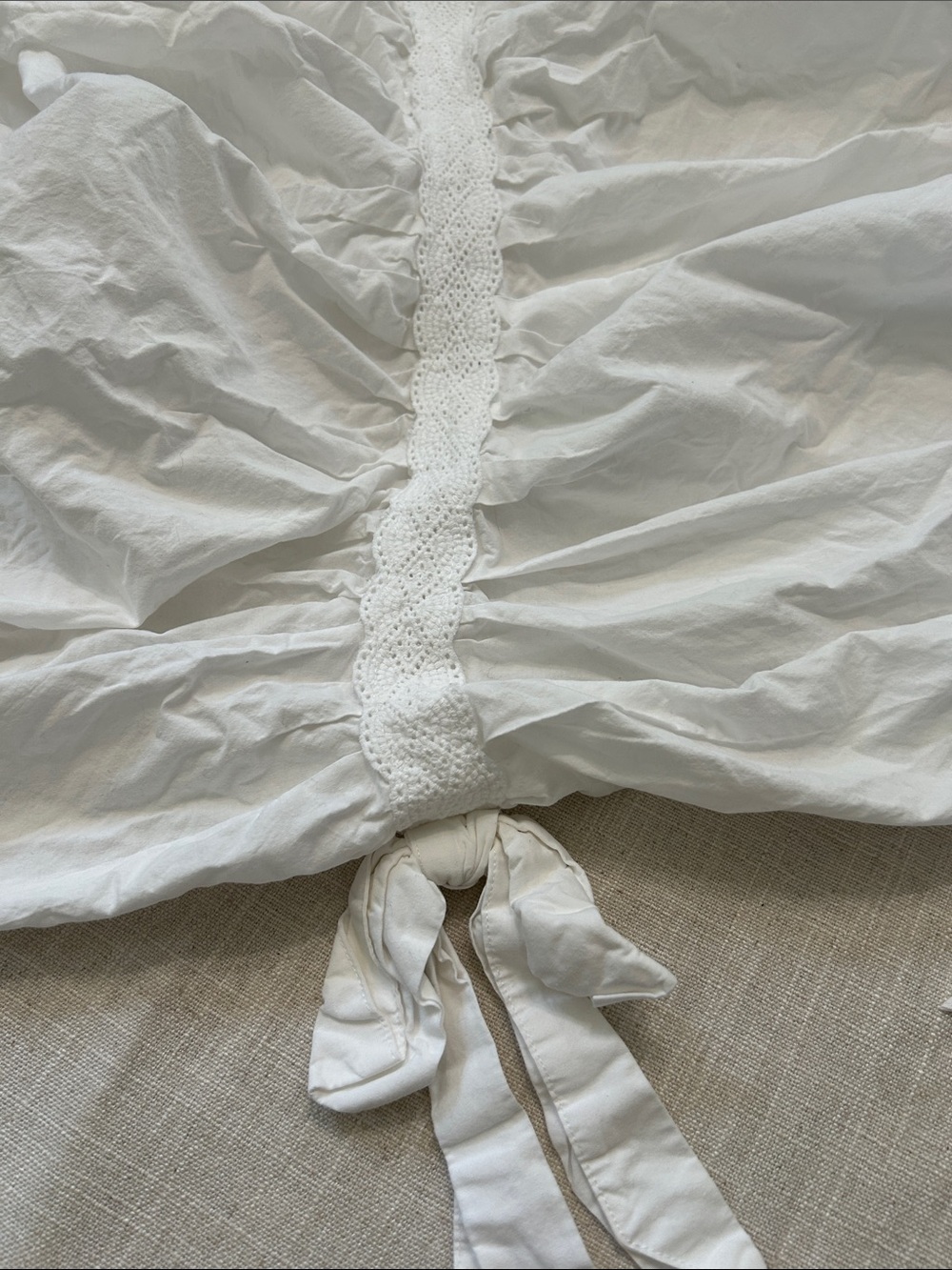 LoveShackFancy Sweet Bows Duvet Cover With Pillow Sham White Ruched Shabby Chic - Picture 8 of 16